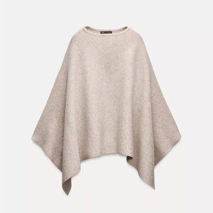 Zara Taupe Assymetric Knit Cape